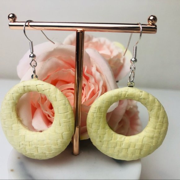 Cute Lightweight Handcrafted Light Cream Hoop earrings - Picture 3 of 7